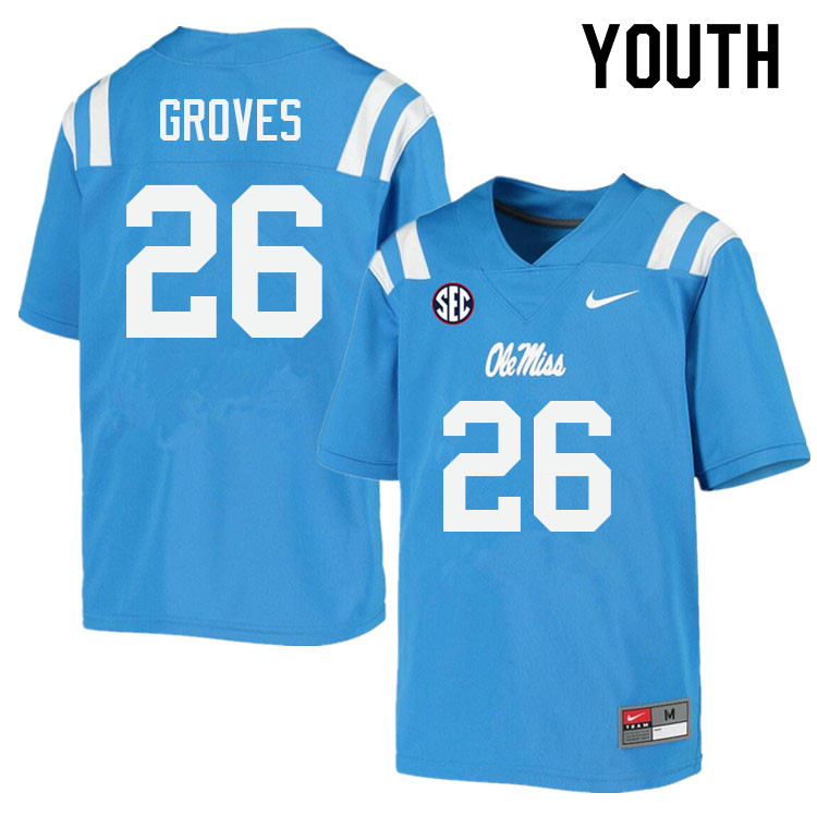 Youth #26 Taylor Groves Ole Miss Rebels College Football Jerseys Sale-Power Blue - Click Image to Close